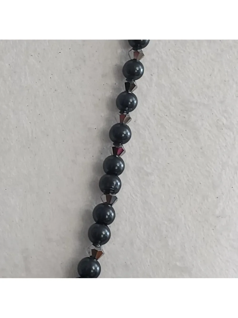 Hematite Beaded Necklace Black and Silver